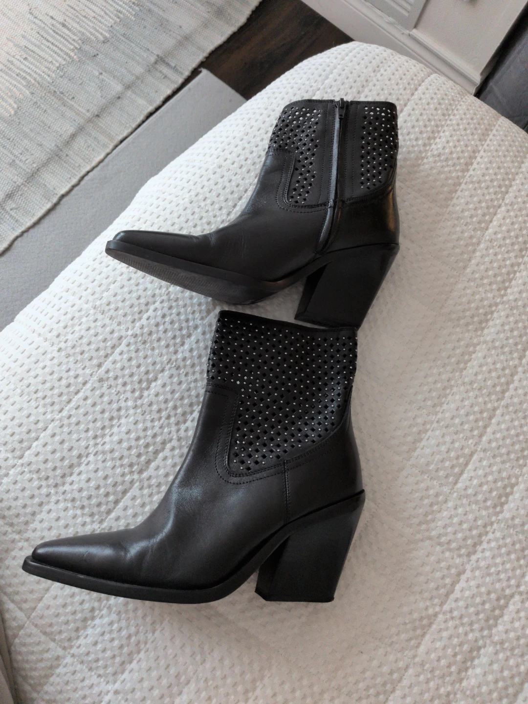 Bronx Black Western Studded Ankle Boots