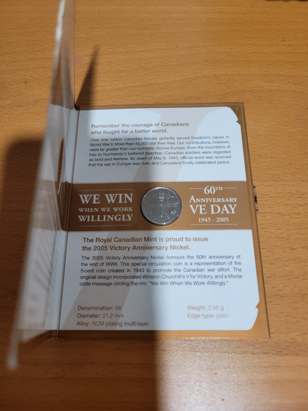 2005 Official First Day Victory Anniversary Nickel - photo 2