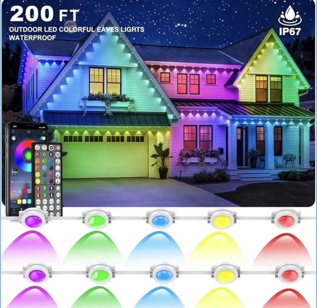 200 FT Outdoor LED Colorful Eaves Lights Waterproof