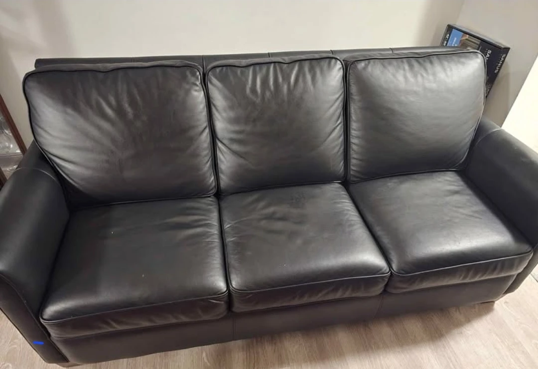 Black Leather Sofa Bed - photo 2