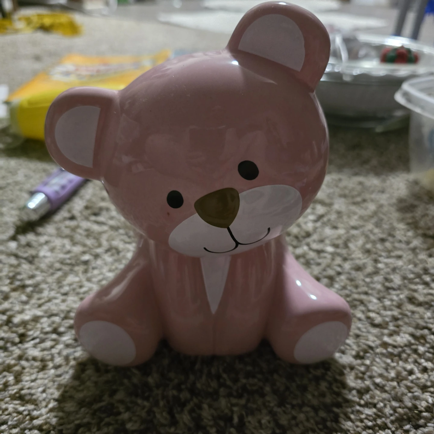 Pink Ceramic Teddy Bear Trinket Dish