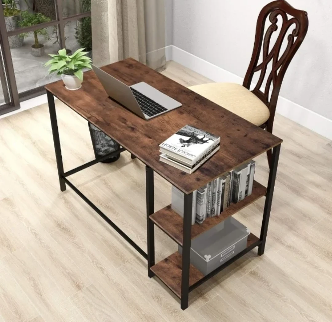 Rustic Brown Desk with Shelves
