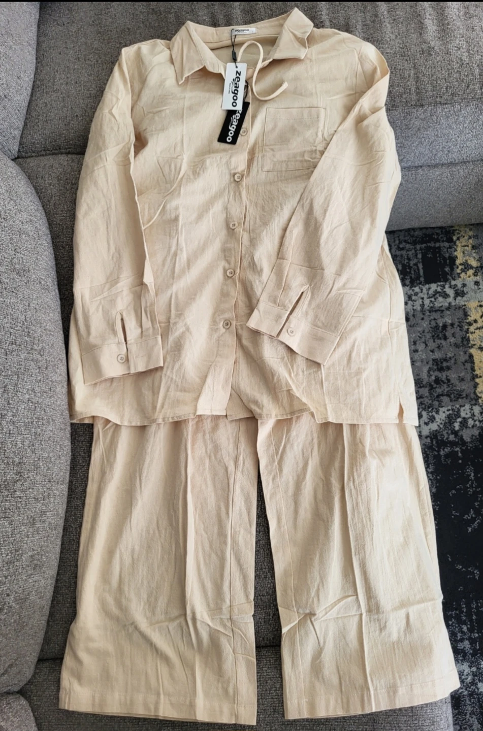 Beige Linen Blend Co-ord Set