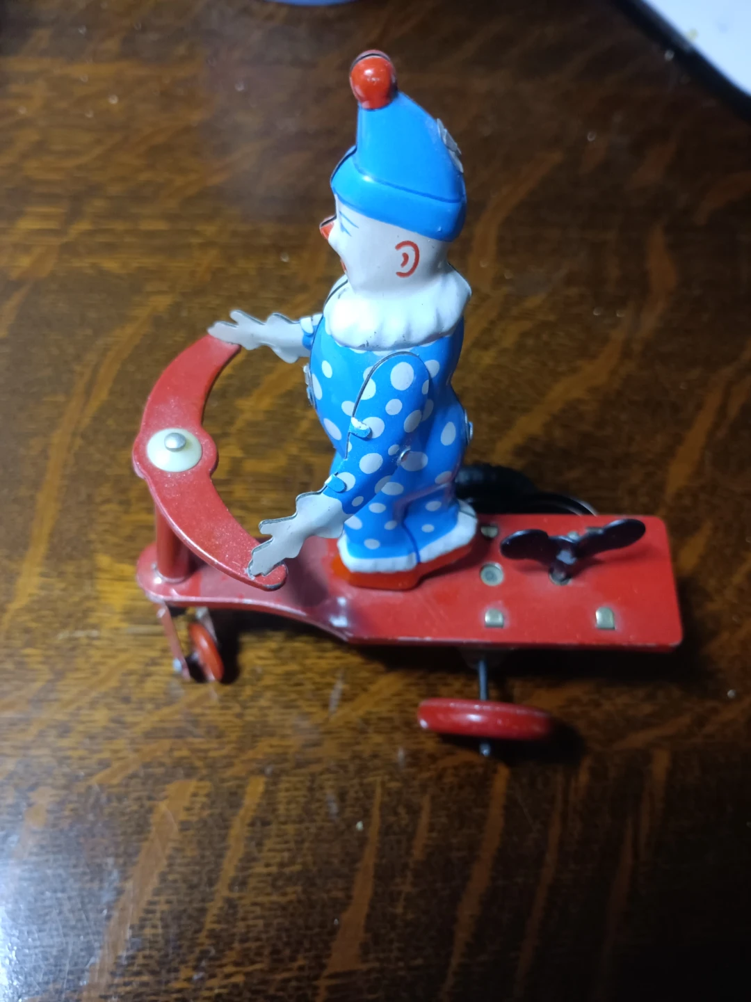 Vintage Tin Wind-Up Clown on Scooter Toy - photo 4