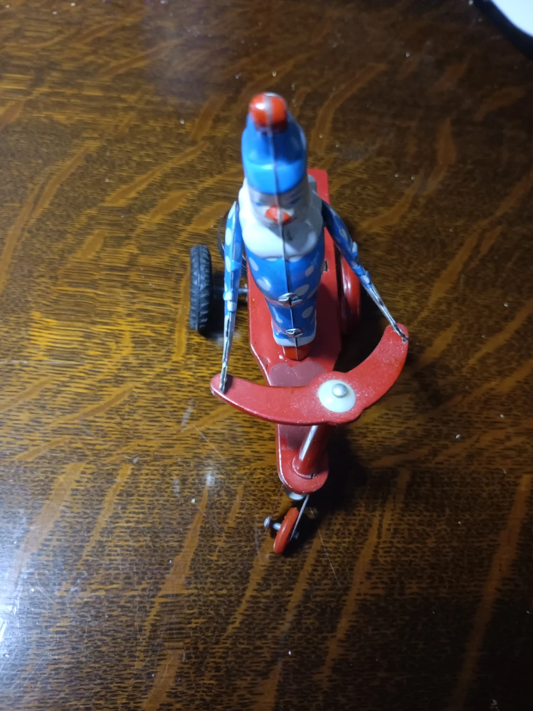 Vintage Tin Wind-Up Clown on Scooter Toy - photo 5