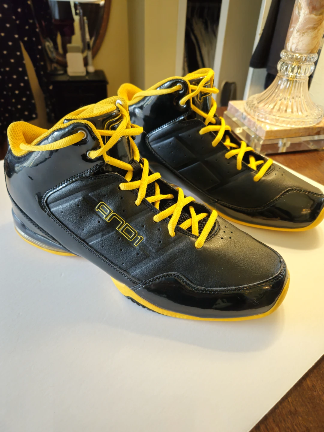 AND1 Master Mid Basketball Shoes Black/Yellow Men's Size 12