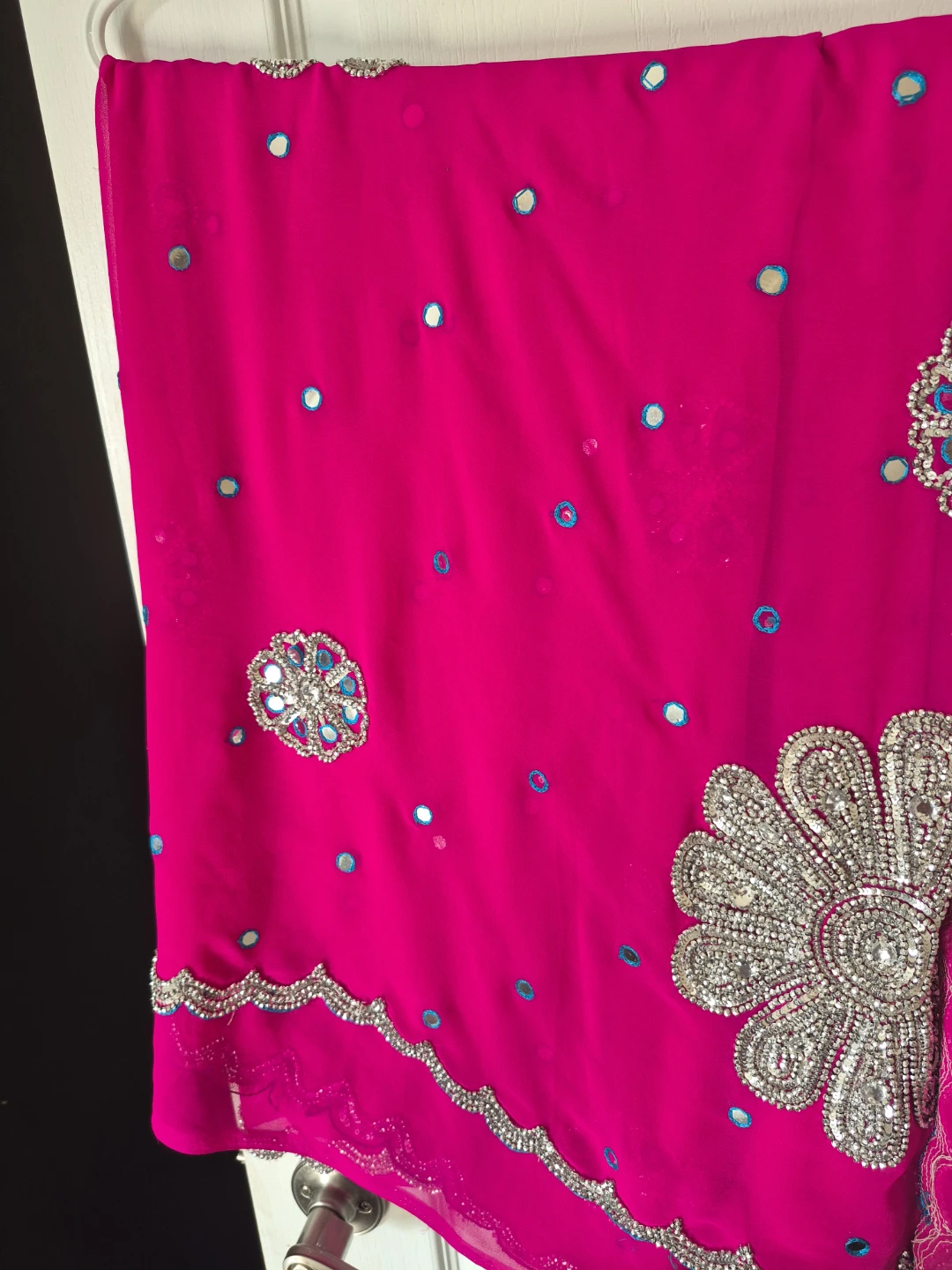 Women's Magenta Embroidered Saree