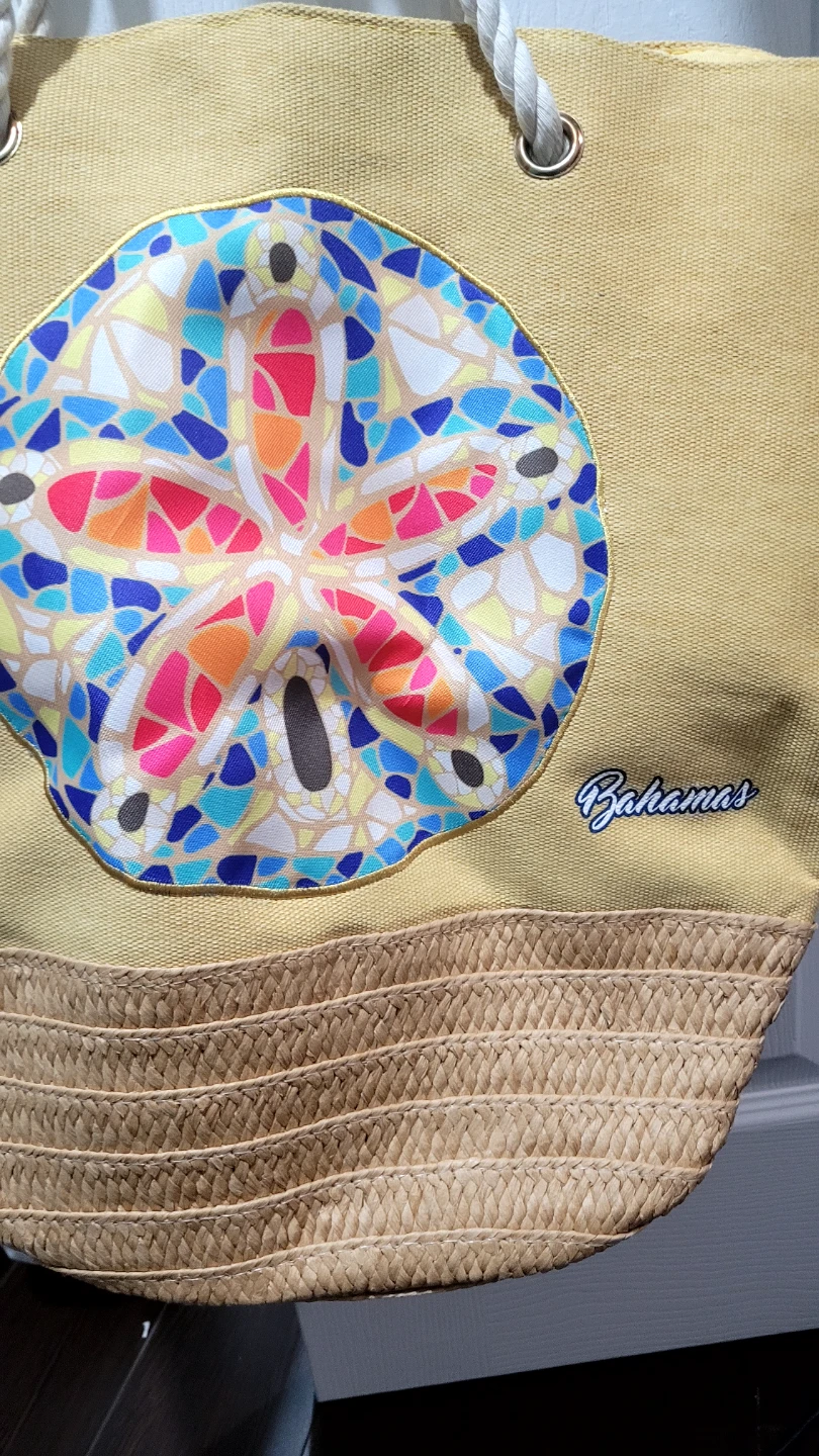 Yellow Bahama Tote Bag with Sand Design