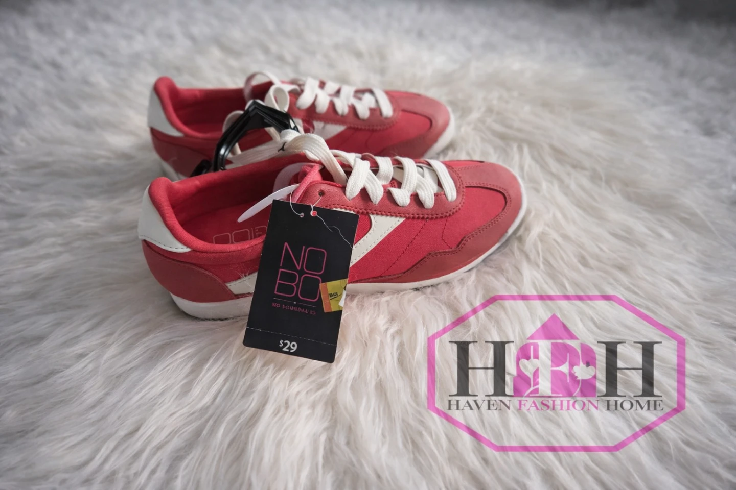 NOBO Red and White Sneakers. Size 6