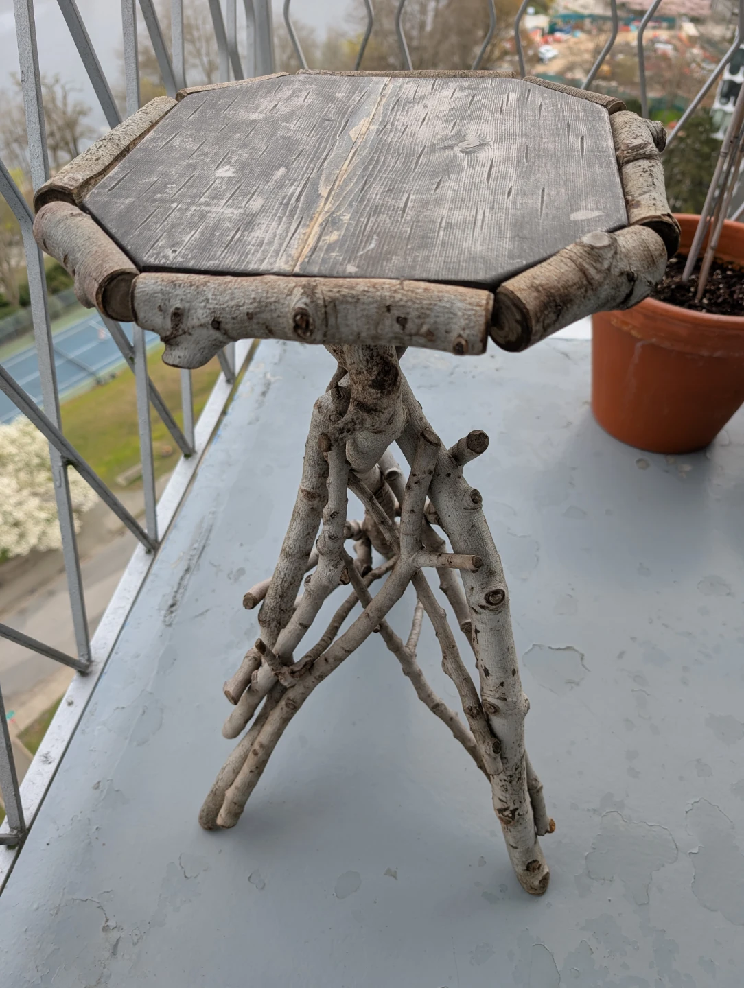 Rustic Wood Side Table with Tree Branch Base - photo 3