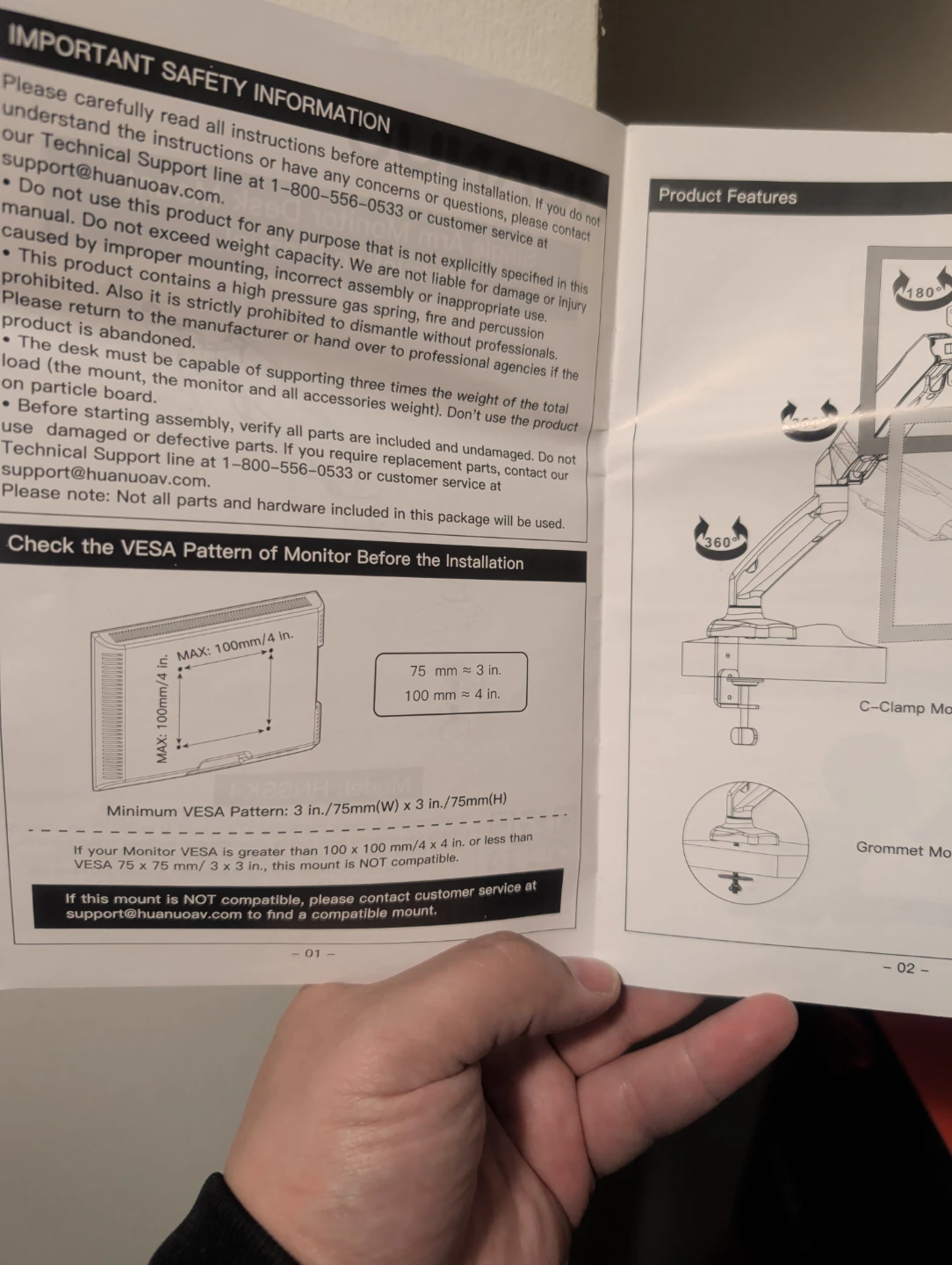 HUANUO Single Arm Monitor Desk Mount - Model: HNSSK4 - photo 3