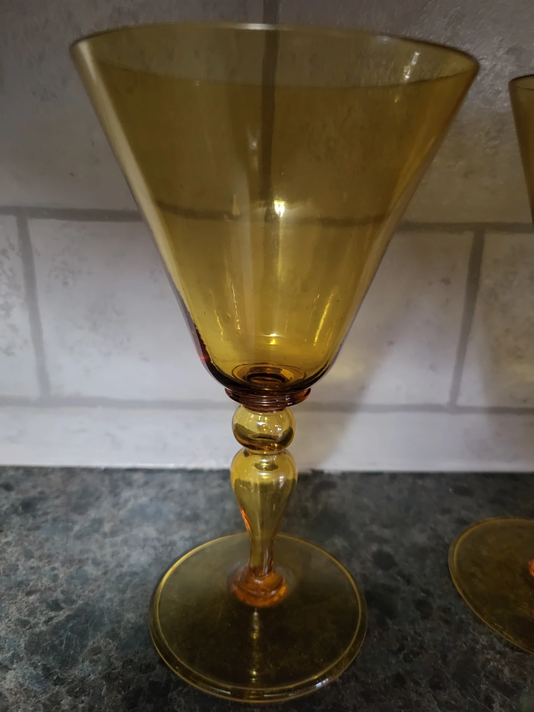 Vintage Amber Glass Stemmed Cocktail Glasses (Set of 3) - photo 2