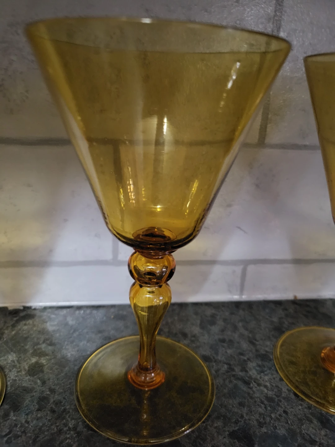 Vintage Amber Glass Stemmed Cocktail Glasses (Set of 3) - photo 3