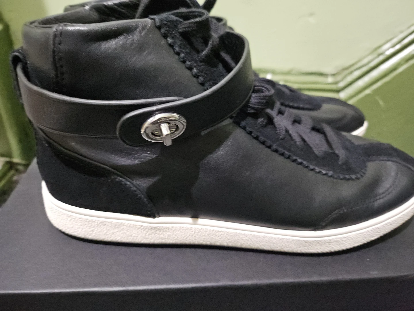 Coach Black Leather High-Top Sneakers - Size 9.5B - photo 3