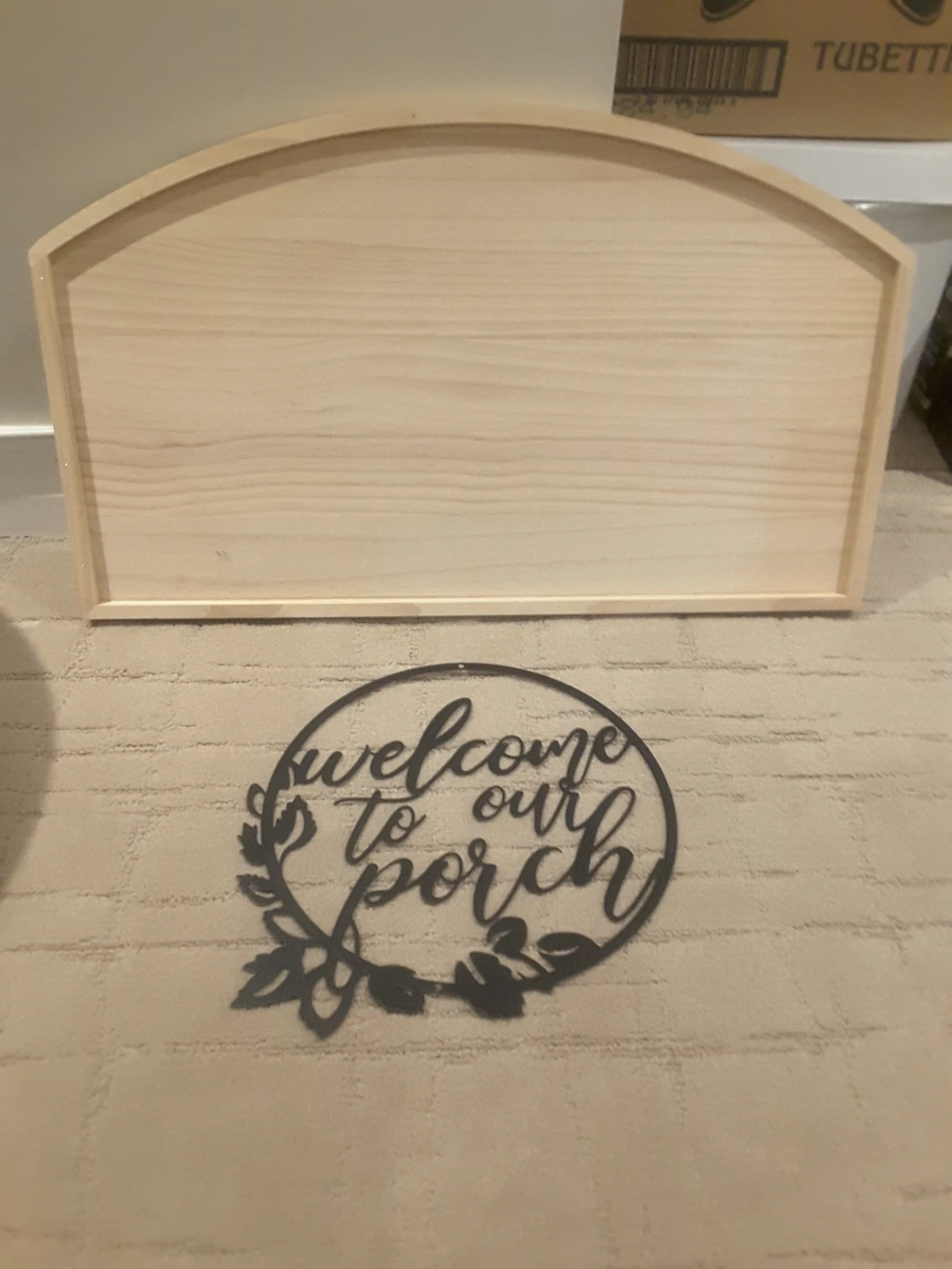 Wooden Welcome to Our Porch Sign with Metal Insert - photo 2