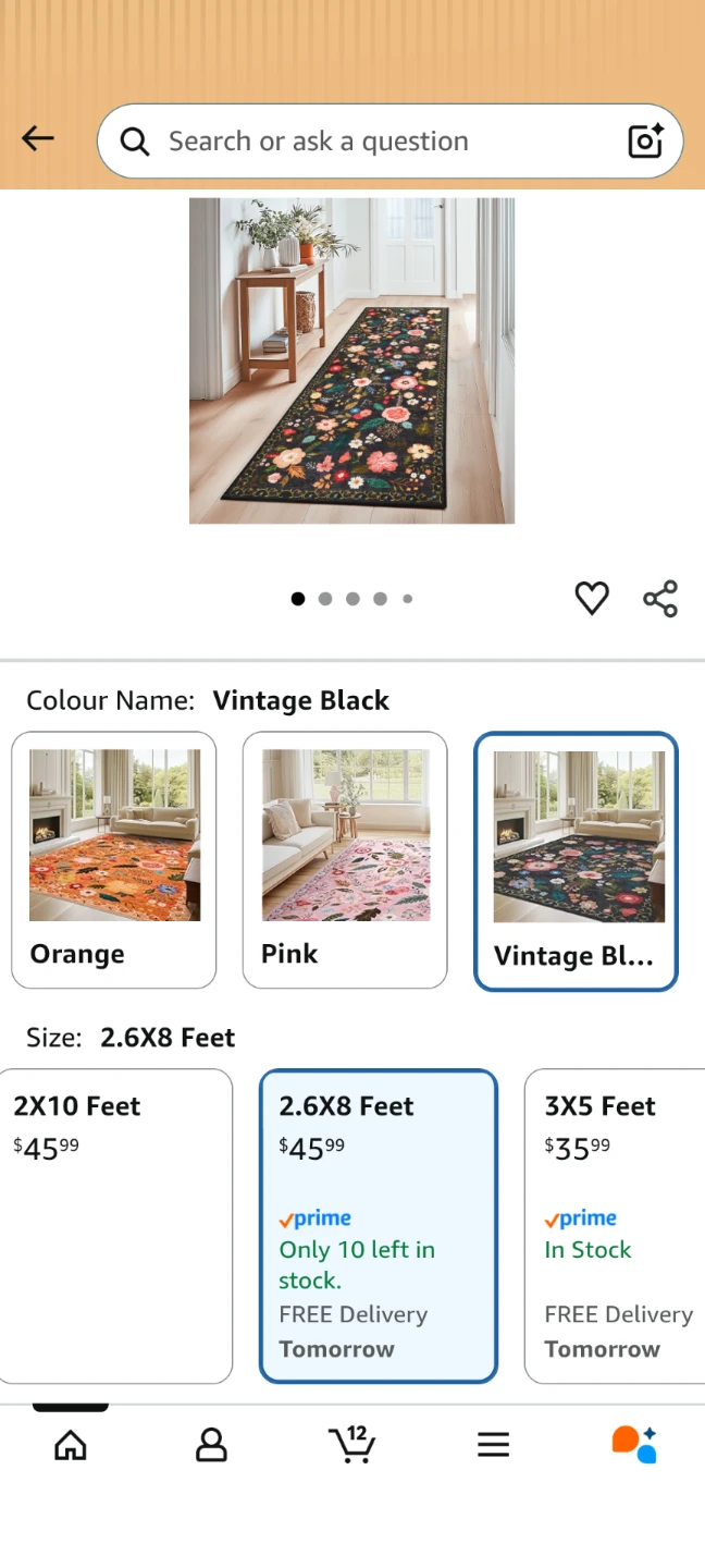 Bestome Vintage Black Floral Runner Rug 2.6x8 Ft - photo 4