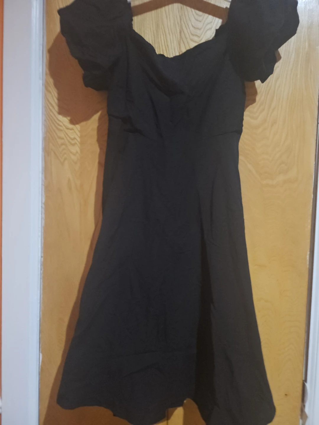 AtSTR black Puff Sleeve Smocked Dress