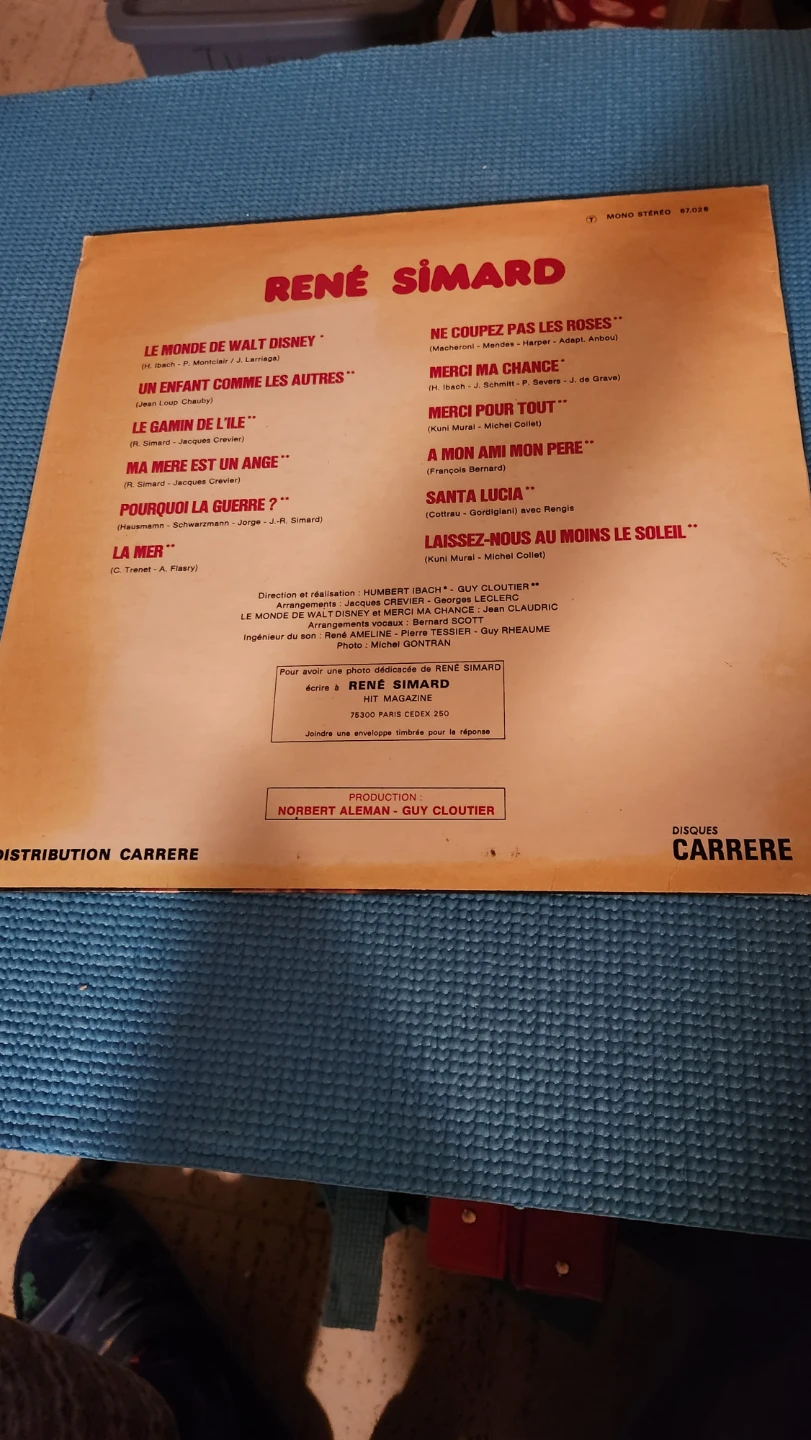 René Simard "Le Monde De Walt Disney" Vinyl Record - photo 2