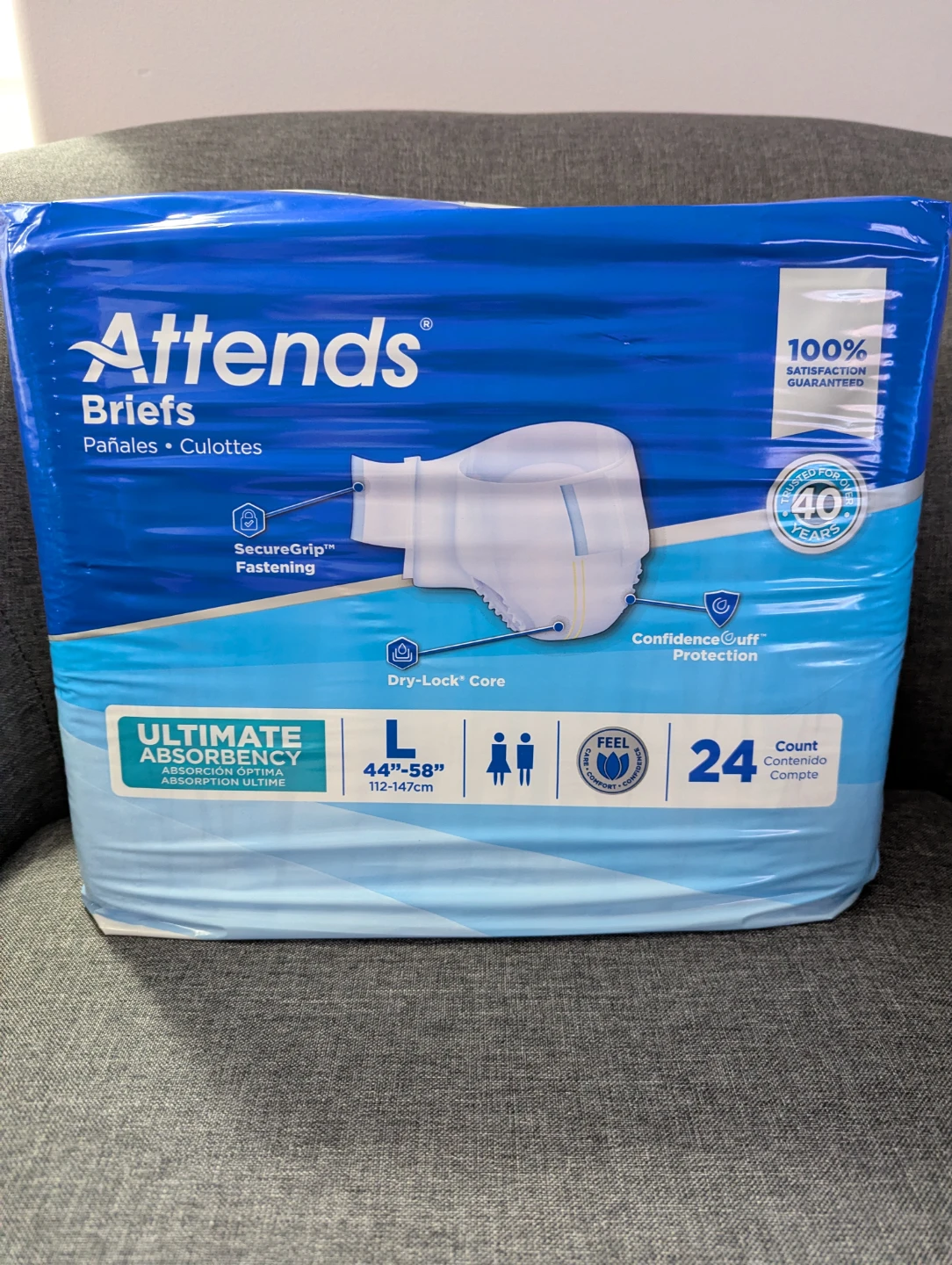 Attends Briefs Size L - 24 Count