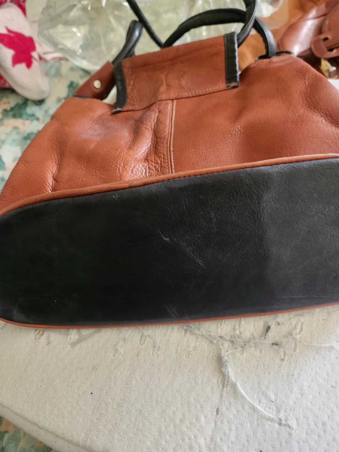Brown and Black Leather Shoulder Bag