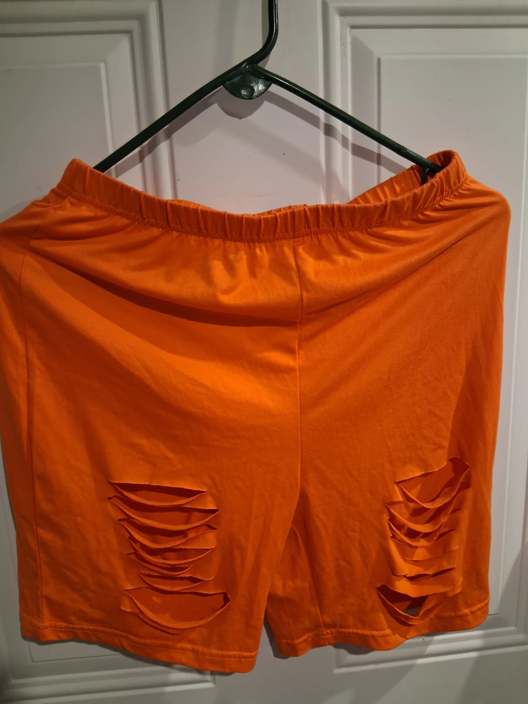 Orange Ripped Biker Shorts