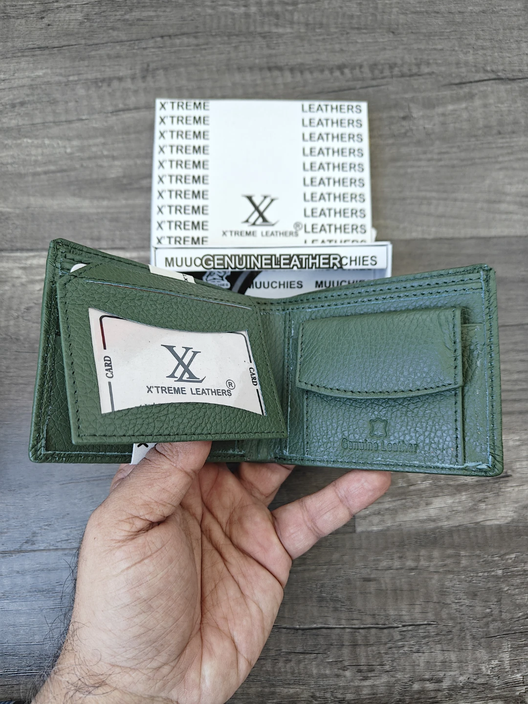 X'TREME LEATHERS Green Genuine Leather Bi-fold Wallet - photo 2