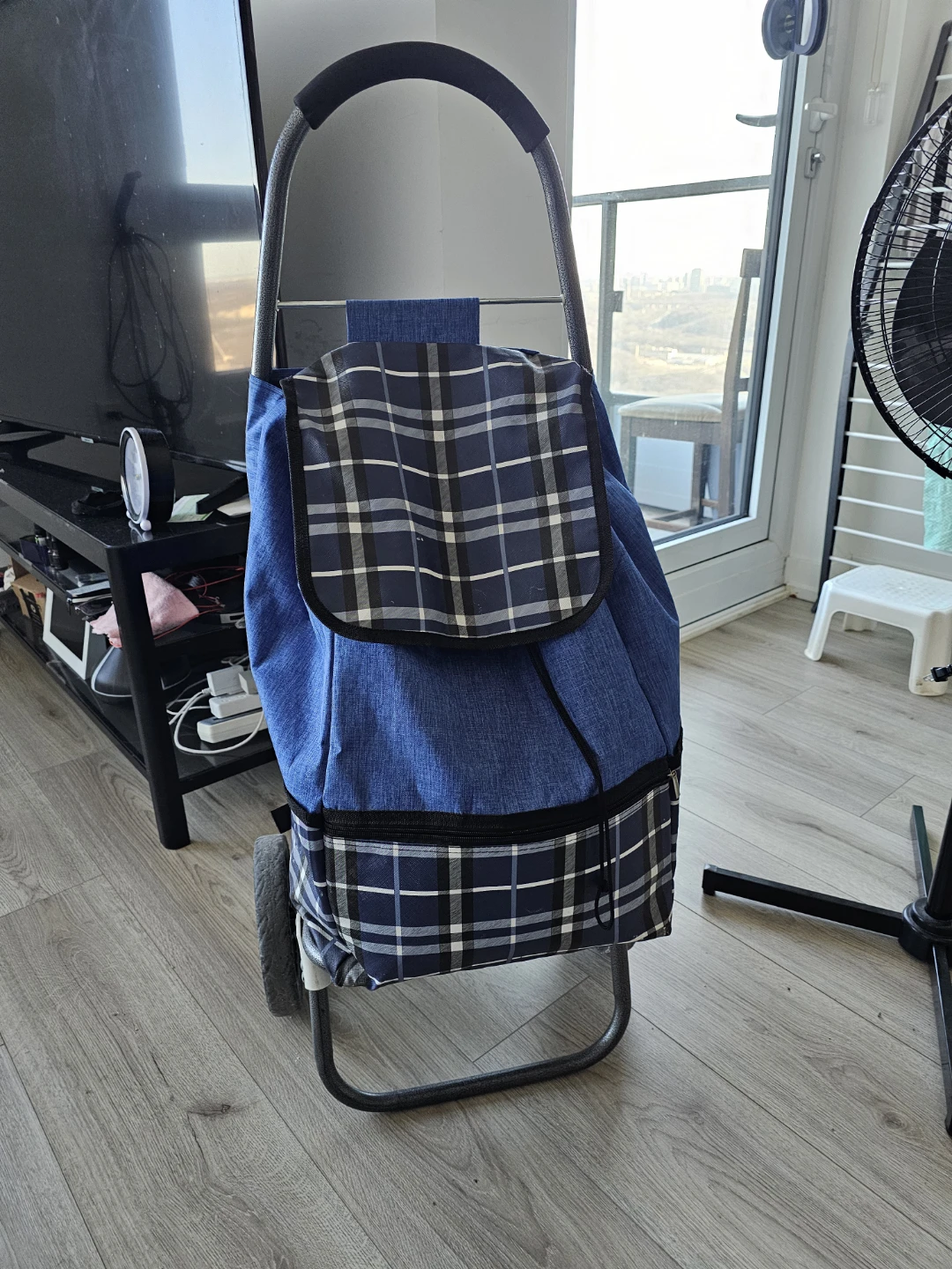 Blue Rolling Shopping Cart Trolley - photo 2