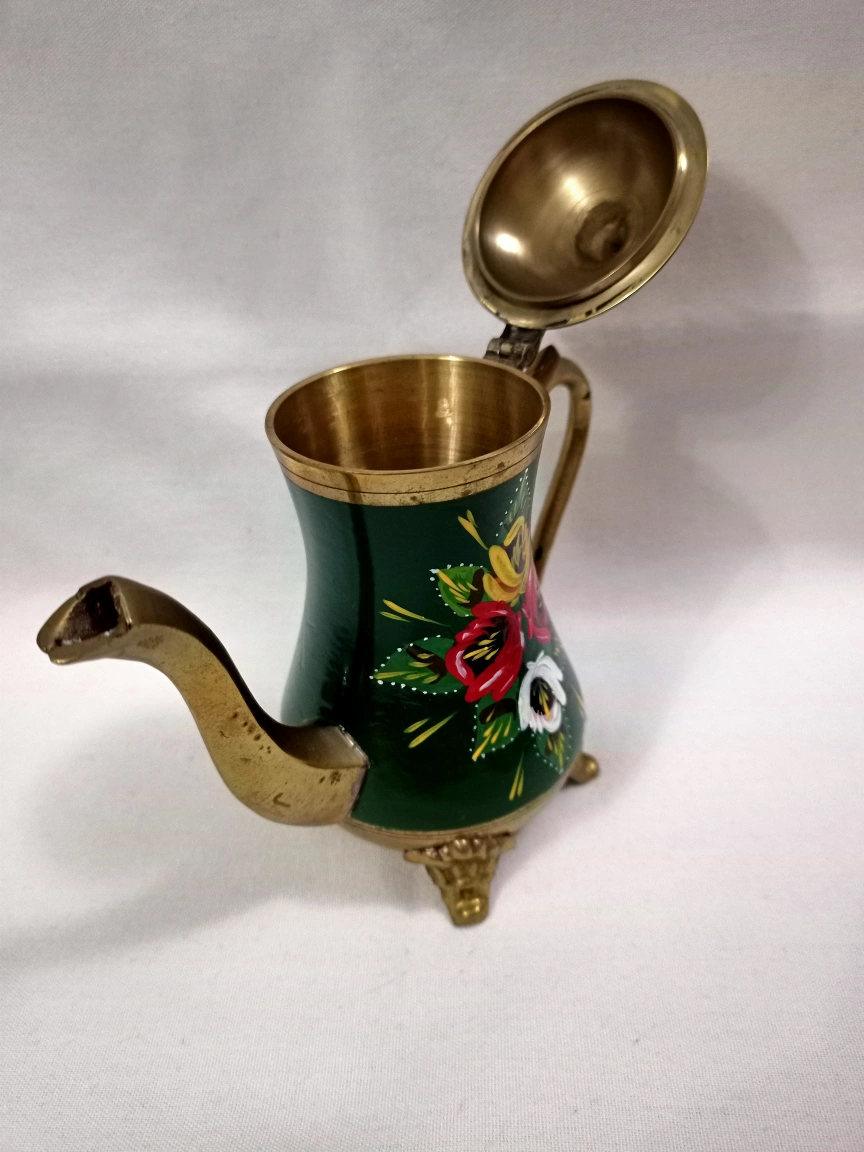 Decorative Brass Teapot with Floral Design - photo 2