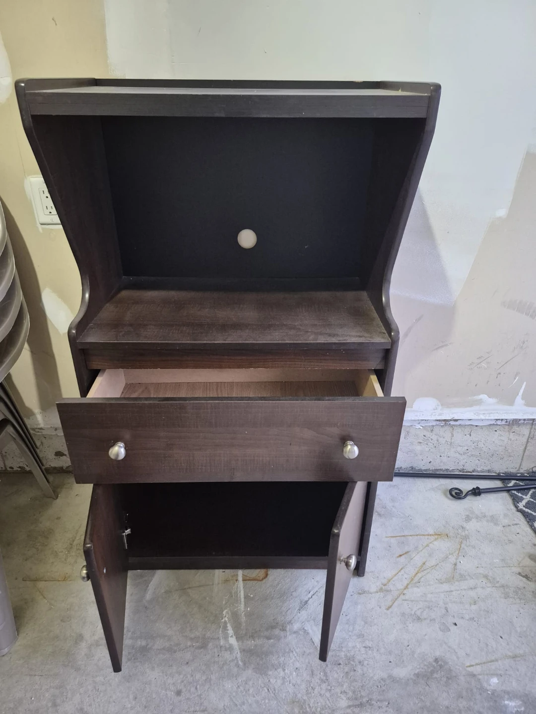 Dark Brown microwavr storage Cabinet with Drawer and Doors - photo 2