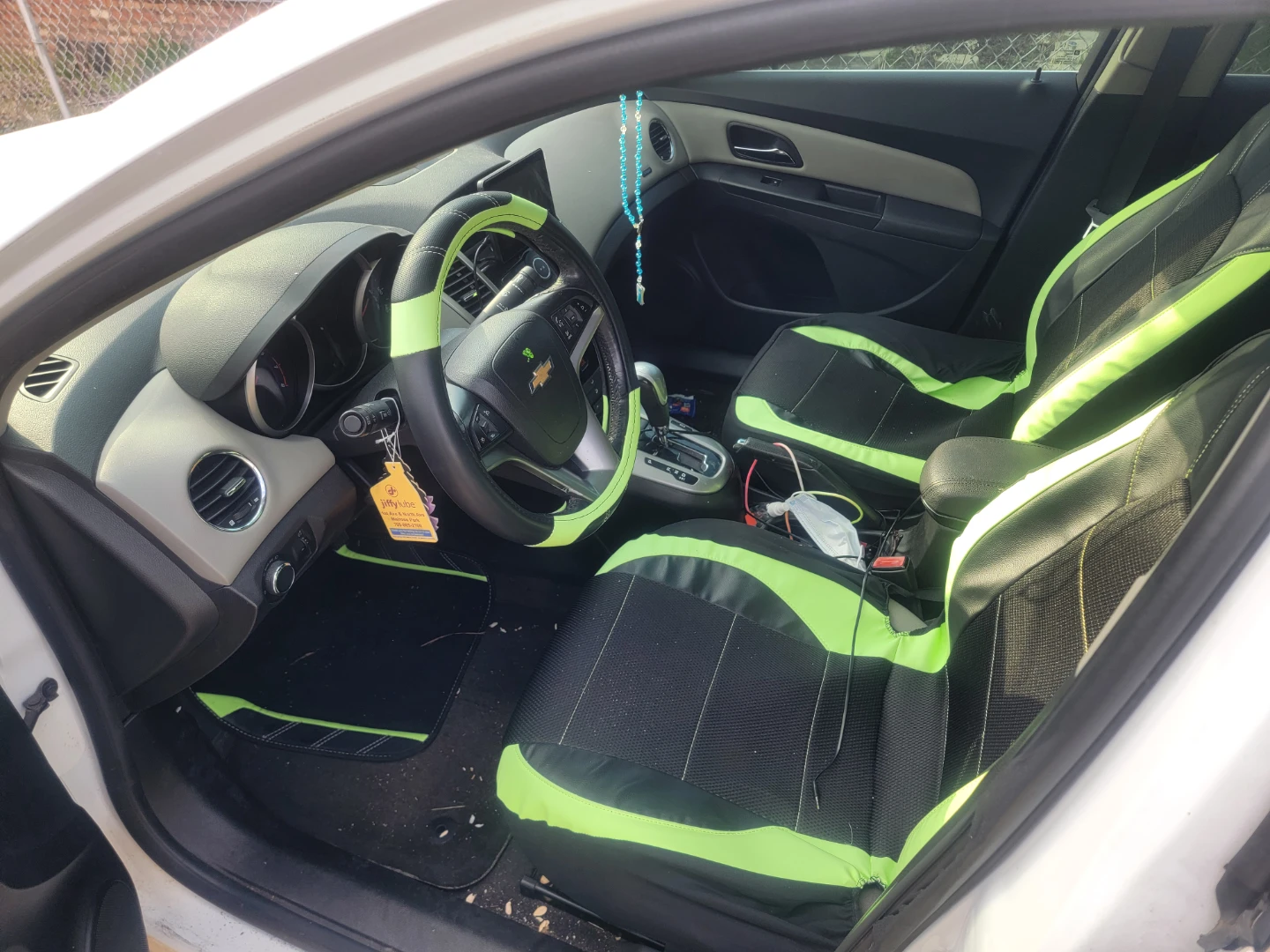 White Chevrolet Cruze with Neon Green Accents - photo 4