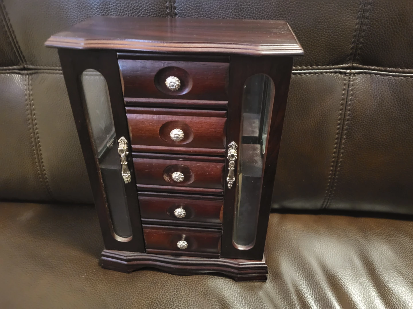 Wooden Jewellery Box with Drawers and Side Compartments - photo 2