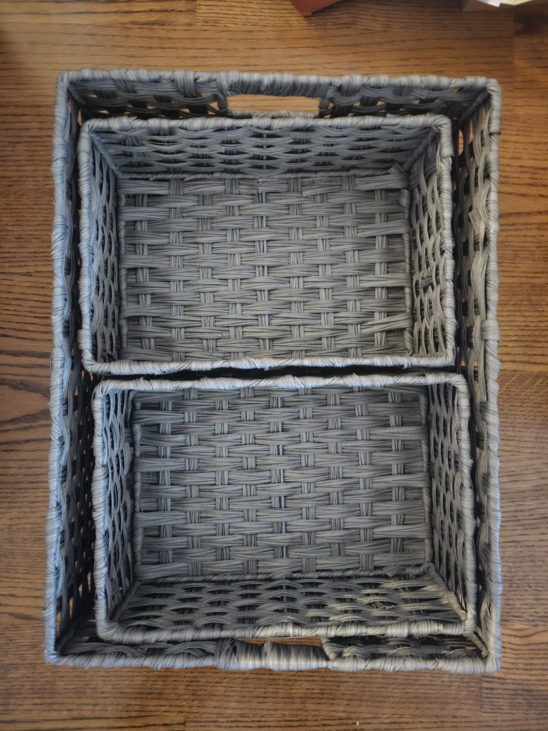 Set of 3 Woven Storage Baskets - Grey