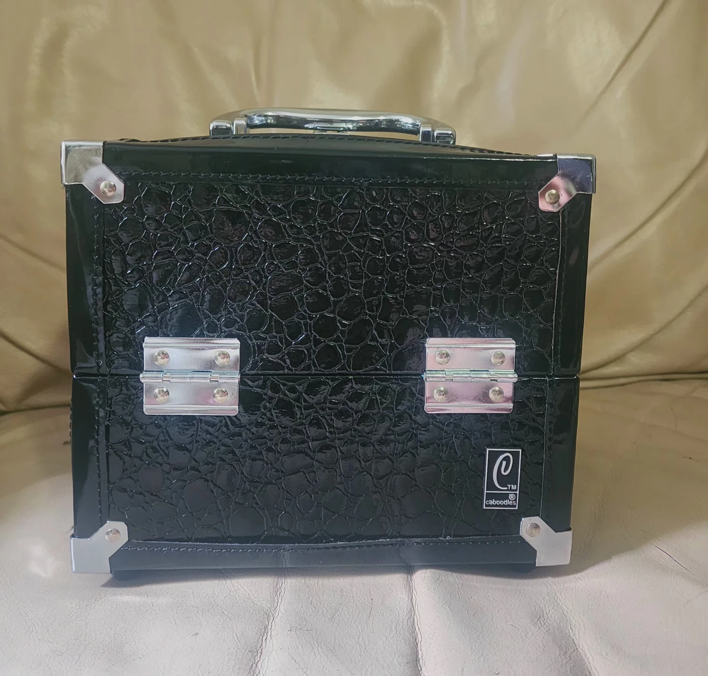Black Croc Embossed Makeup Train Case
