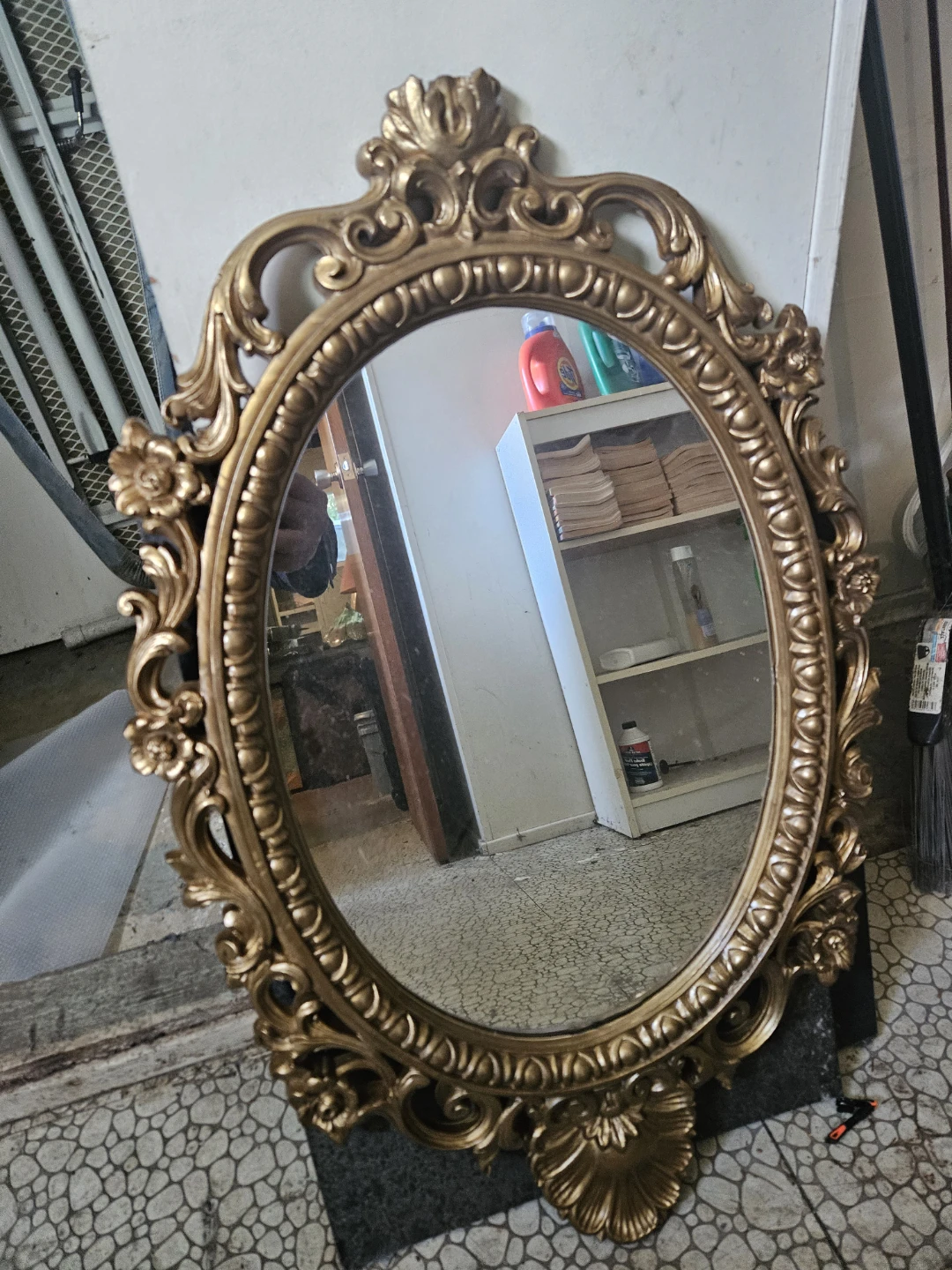 Ornate Gold Oval Mirror - photo 2