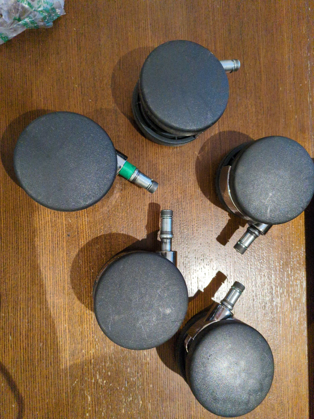 Set of 5 Black Office Chair Caster Wheels
