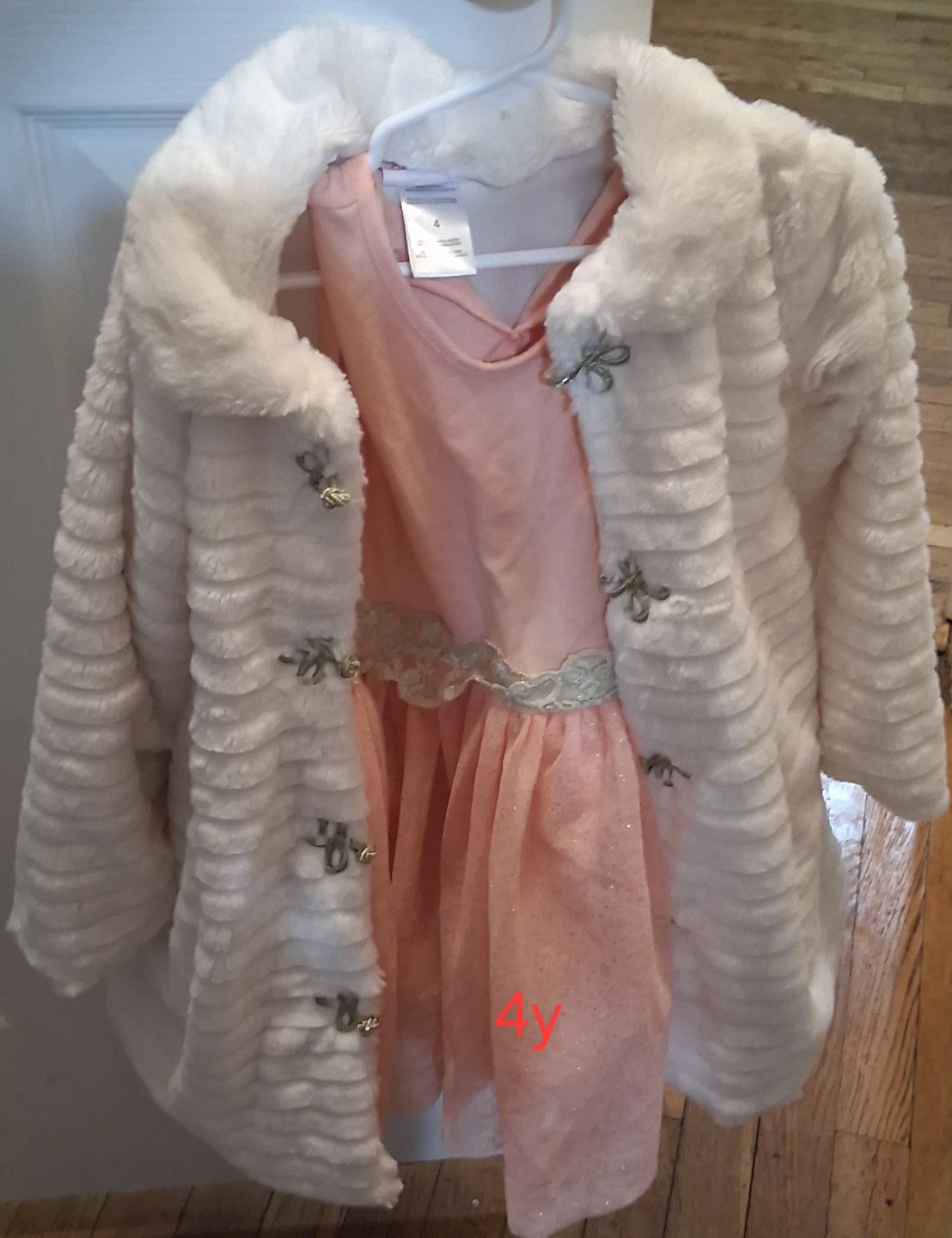 Girls' Faux Fur Coat and Dress Set - photo 3