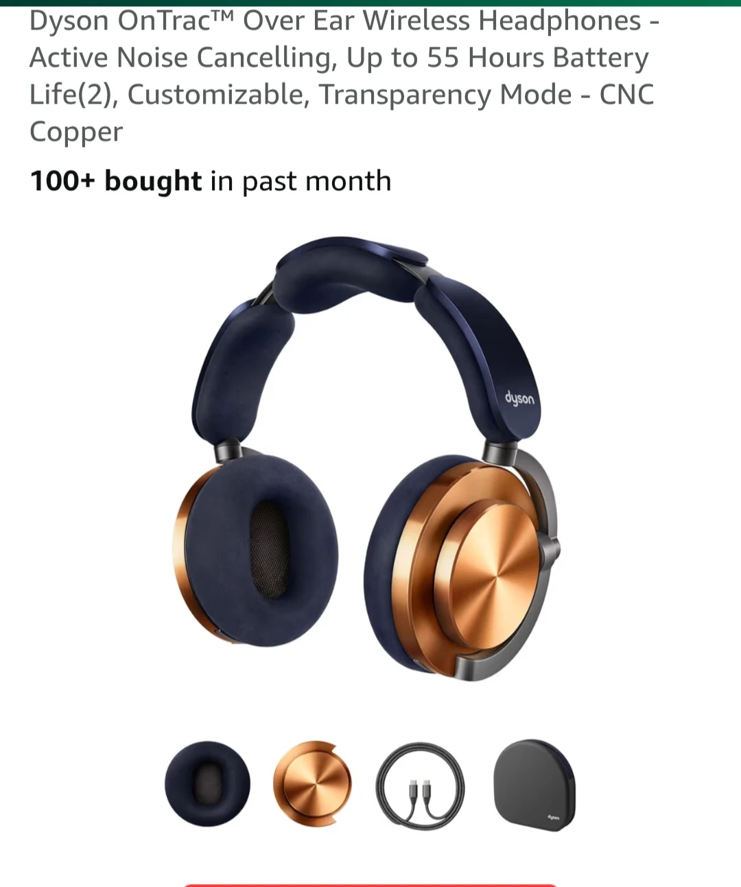 Dyson OnTrac Over Ear Wireless Headphones - Copper