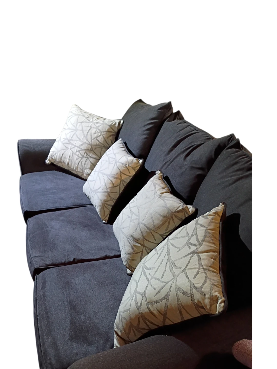 Sofa dark blue comes with decorative accent throw pillows - photo 4