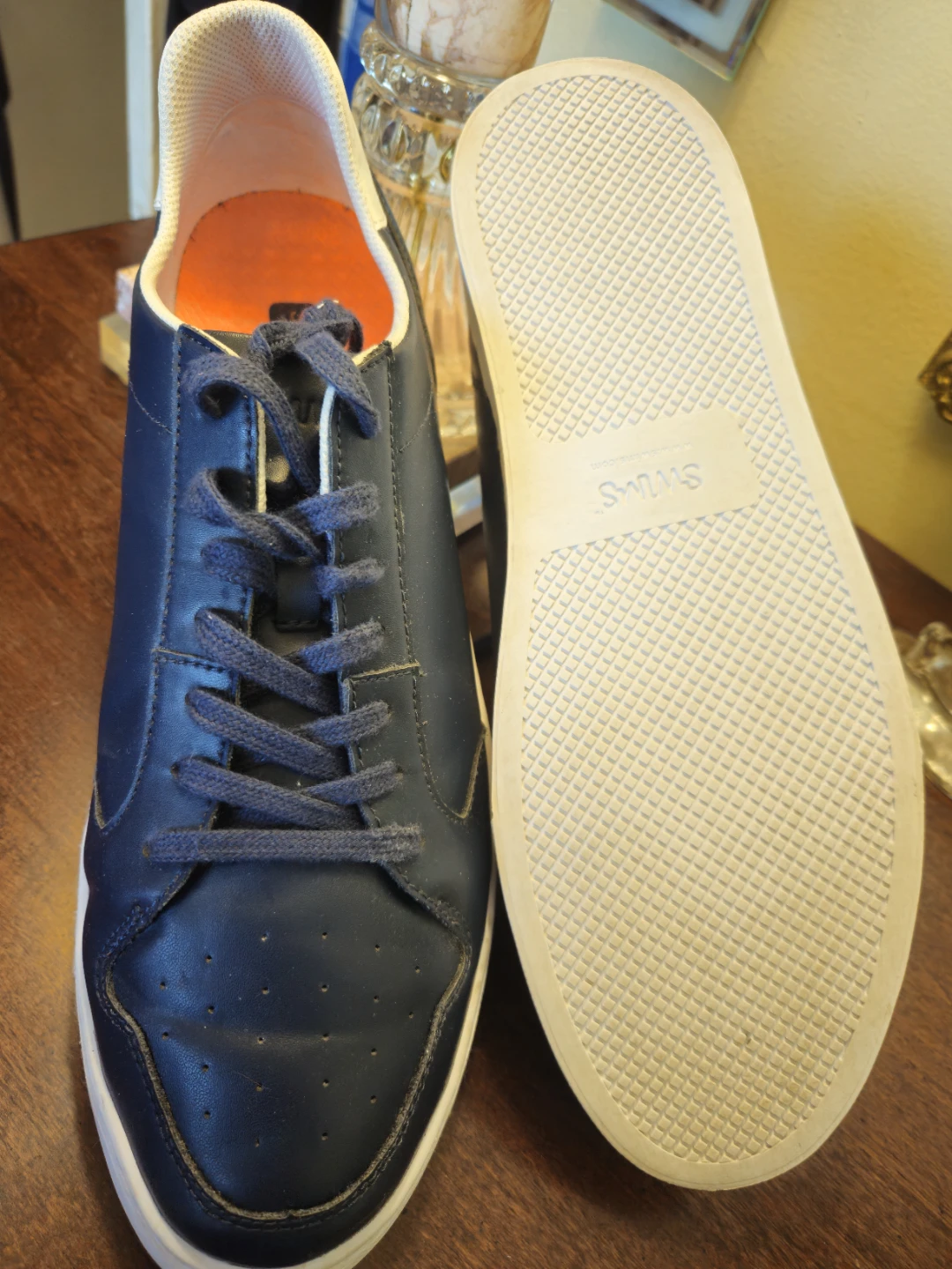 SWIMS Navy Leather Lace-Up Sneakers - photo 4
