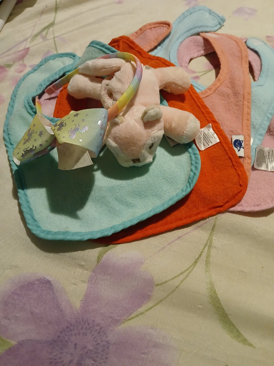 Baby Bibs Set (5 bibs, 1 rainbow headband & plushy)