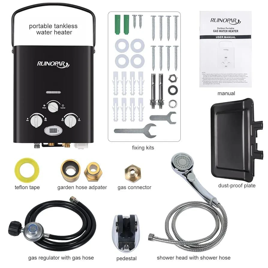 RUINOPAR Portable Outdoor Gas Water Heater Tankless - photo 2