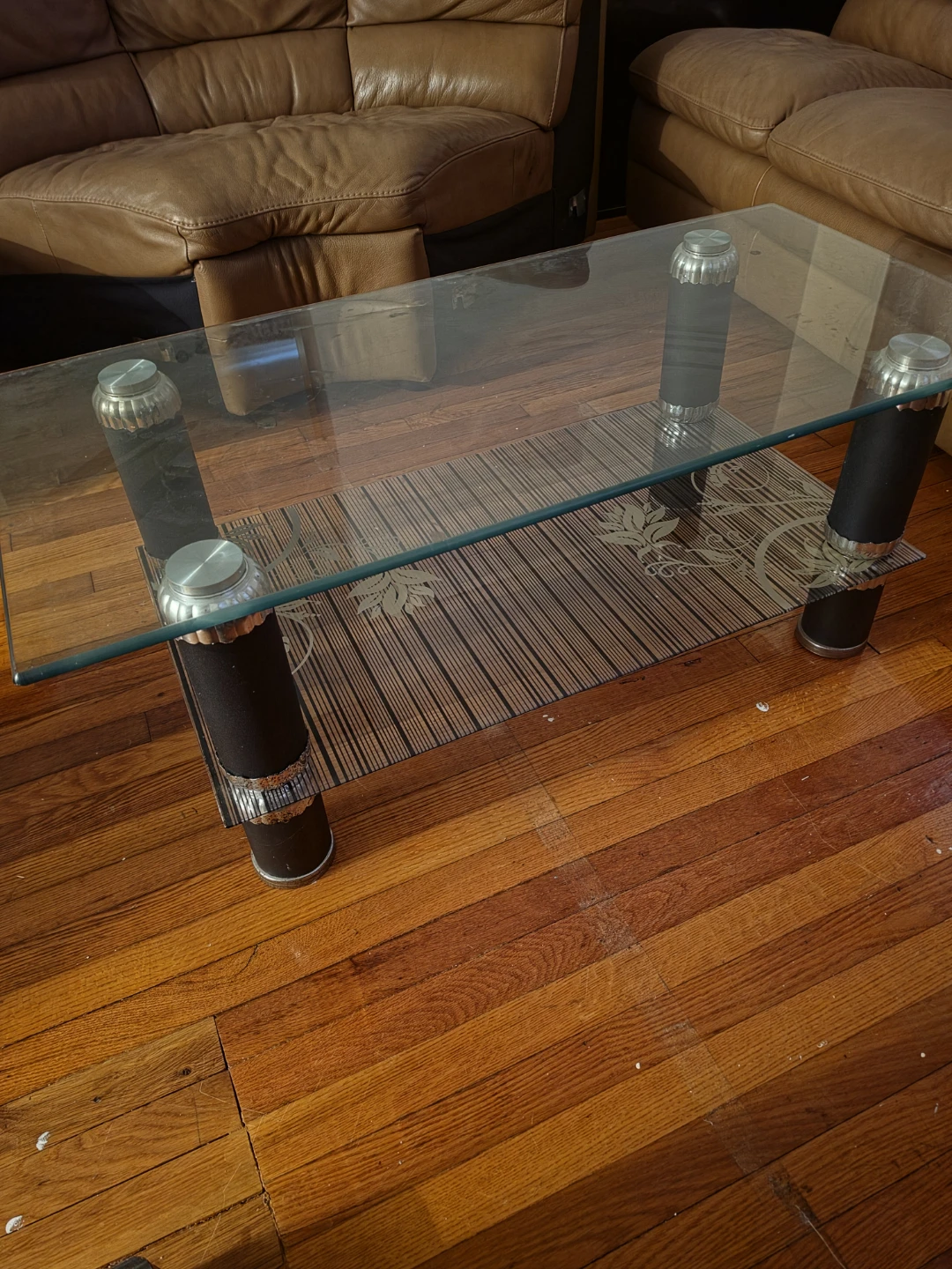 Glass Top Coffee Table with Decorative Insert - photo 3
