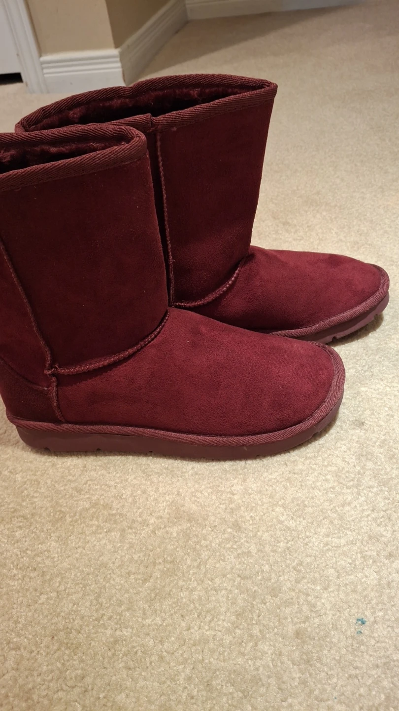Maroon Suede-Like Boots