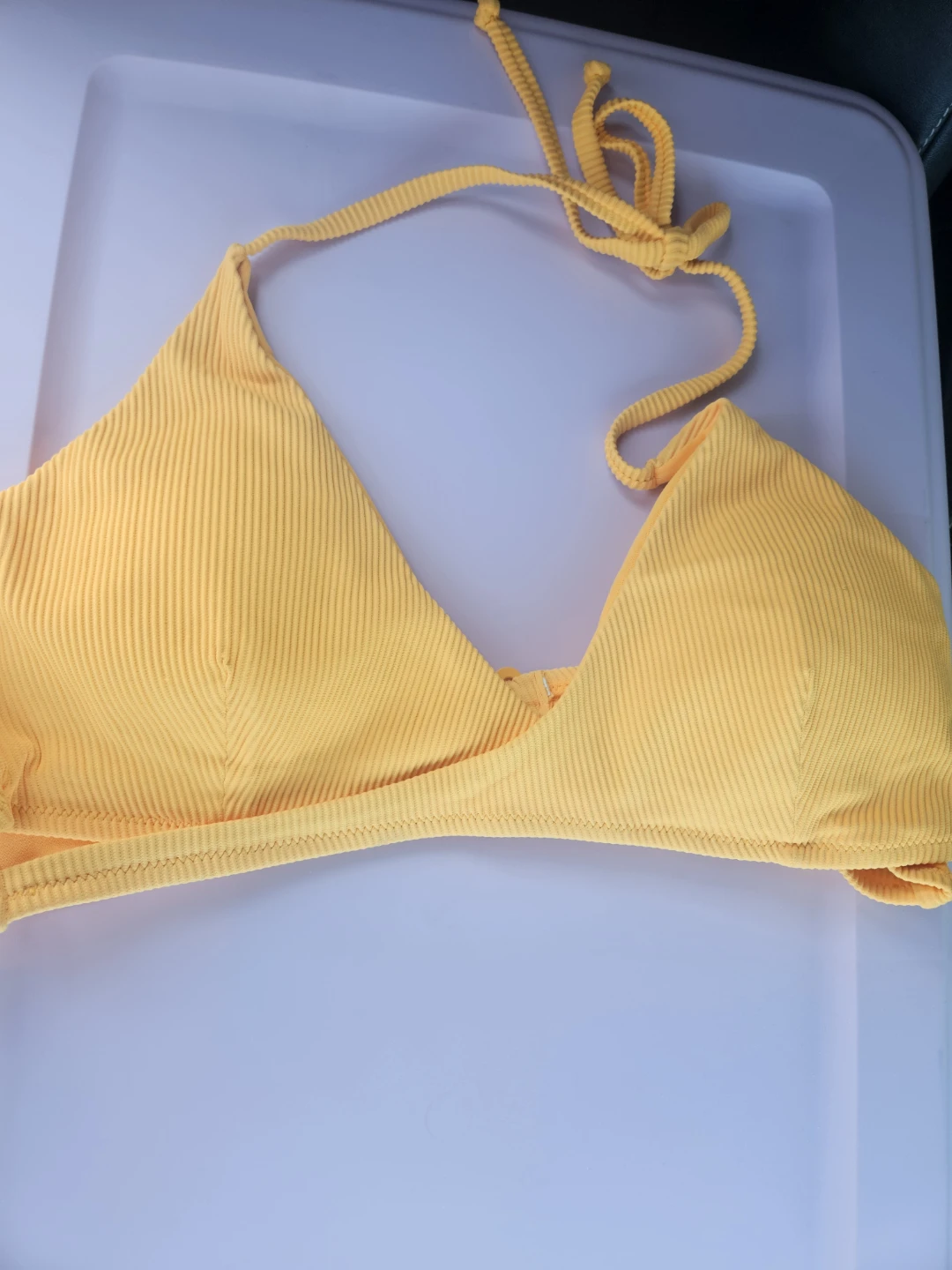 Ardene Yellow Ribbed Triangle Bikini Top - XL