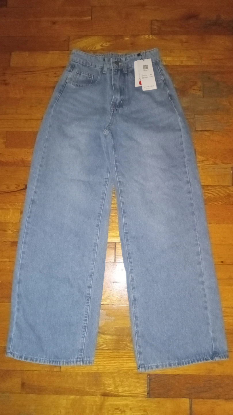 Wide Leg Light Wash Denim Jeans (XS)