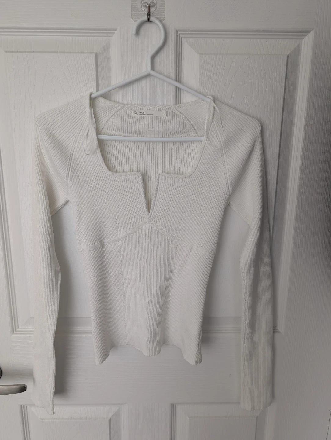 OAK + FORT White Ribbed Long Sleeve Top - photo 3