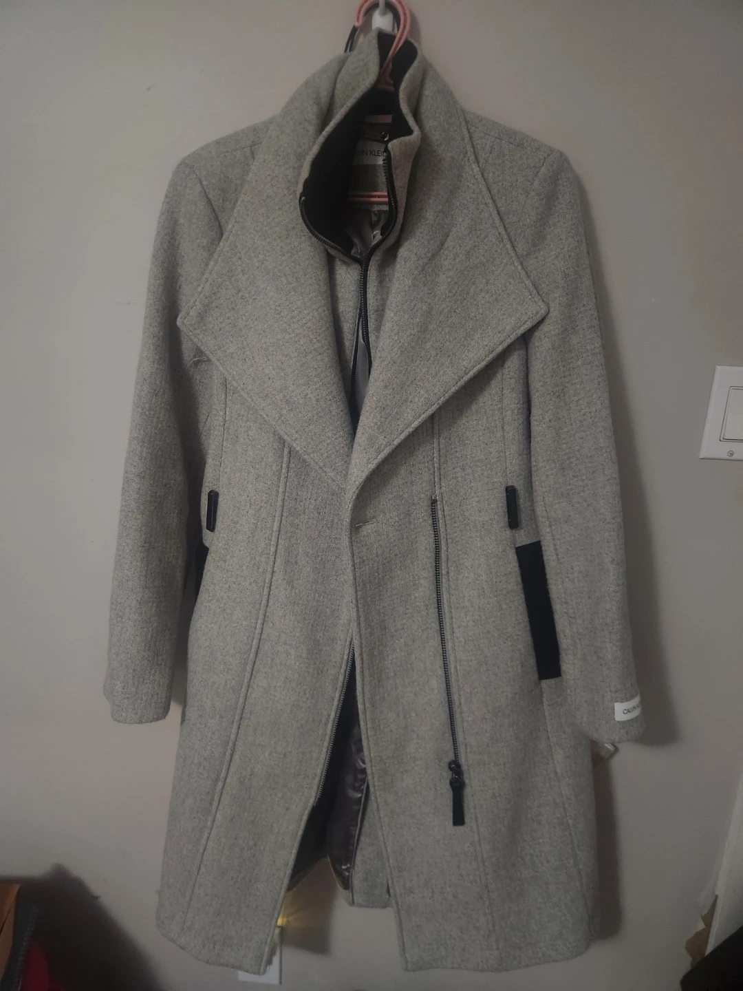 Calvin Klein Women's Grey Wool Blend Coat