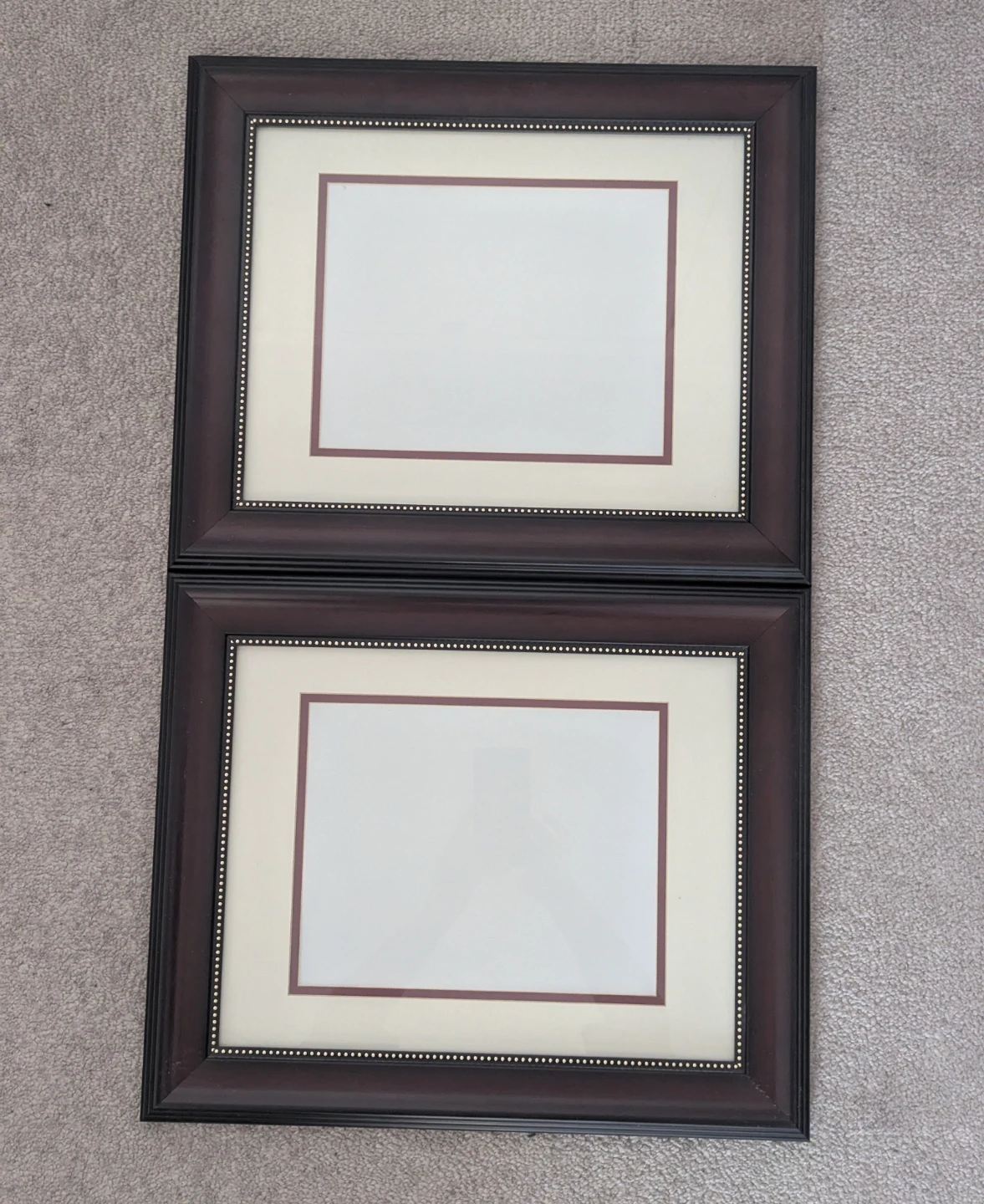 Set of 2 Dark Brown Picture Frames with Cream Mattes