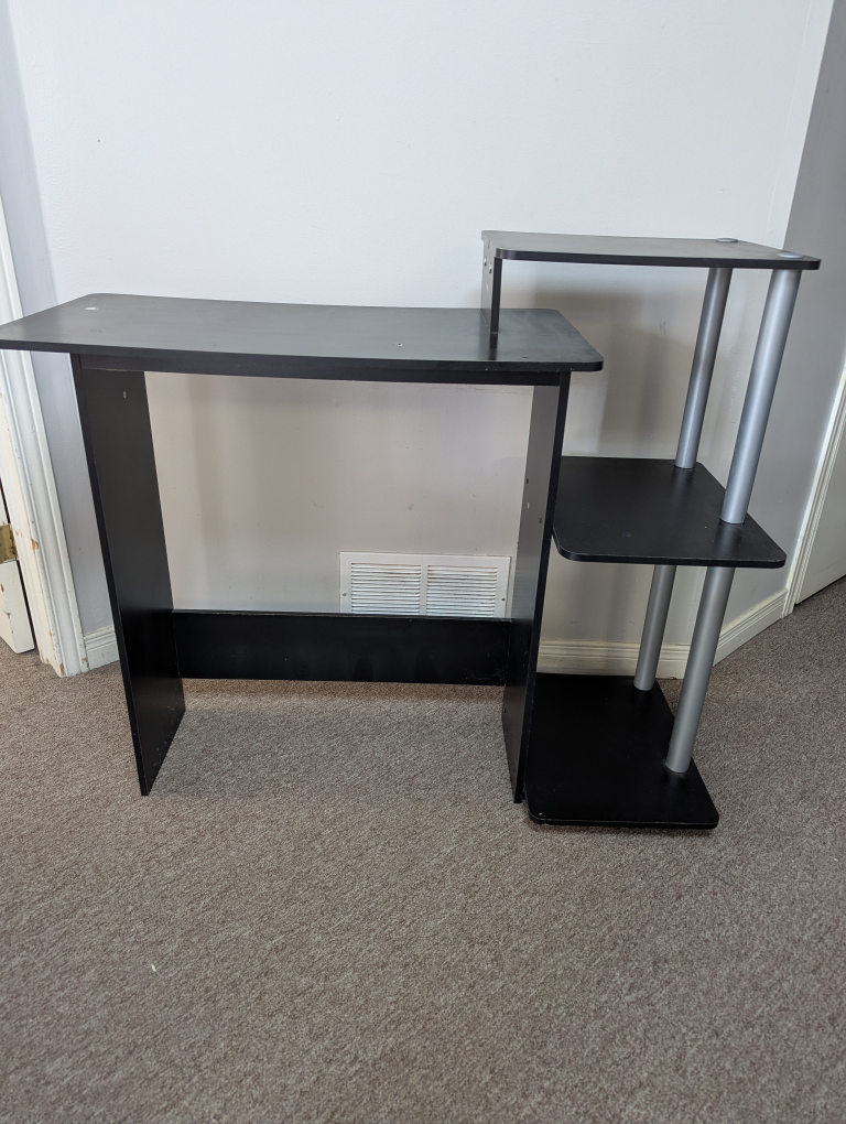 Black computer desk with shelves - photo 3