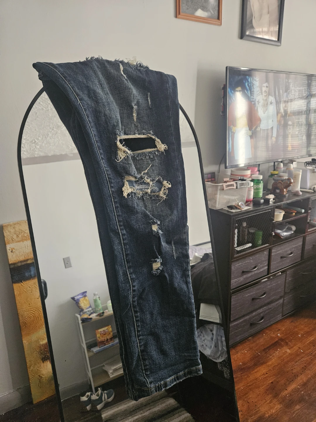 Blue Distressed Denim Jeans
